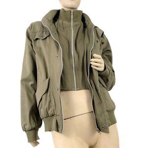 Excellent Style Woman's Sze M Flight Line Bomber Jacket Cargo Green Military